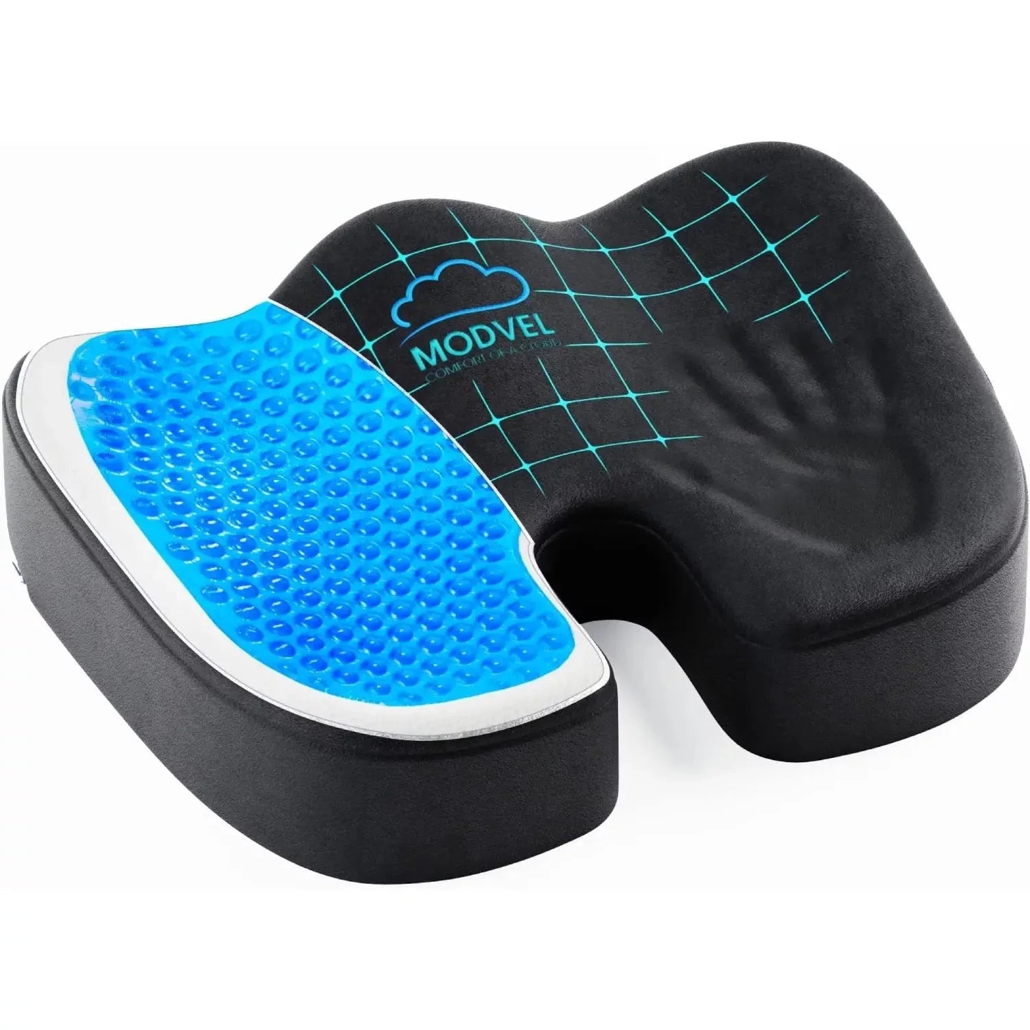Node Gel-Enhanced Memory Foam Seat Cushion, Black Velour Ergonomic  Orthopedic Comfort Pad, Ideal Pillow for Office Desk Chair, Wheelchair, Car  & Truck