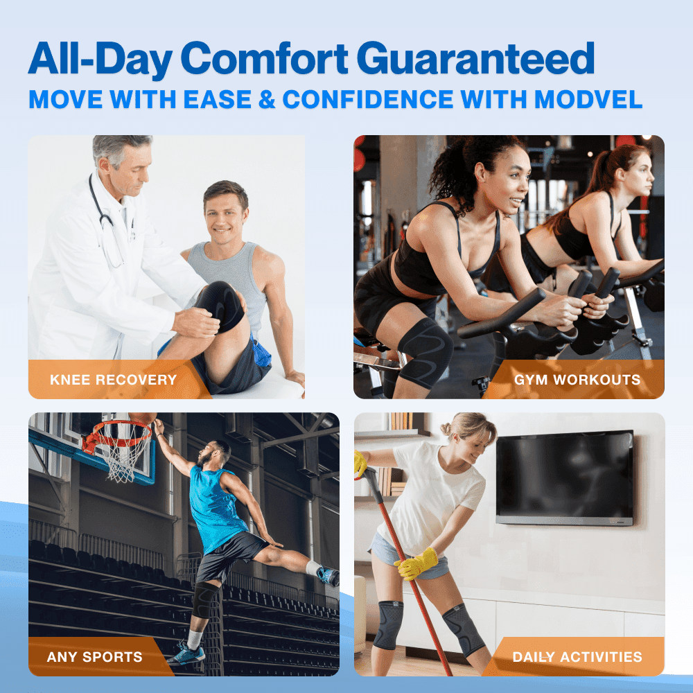 Modvel 2-Pack Compression Knee Sleeves – All-Day Support & Pain Relief knee compression sleeve Modvel 