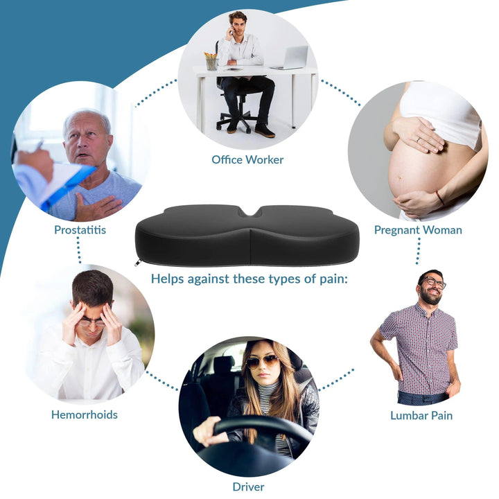 Modvel Seat Cushion for Back Pain, Tailbone Coccyx & Sciatica Relief Memory Foam