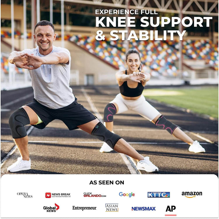 Modvel Knee Sleeve - Support & Pain Relief (Pair) for Men and Women | Ideal for Knee Stability, Workout, Sports, and Recovery