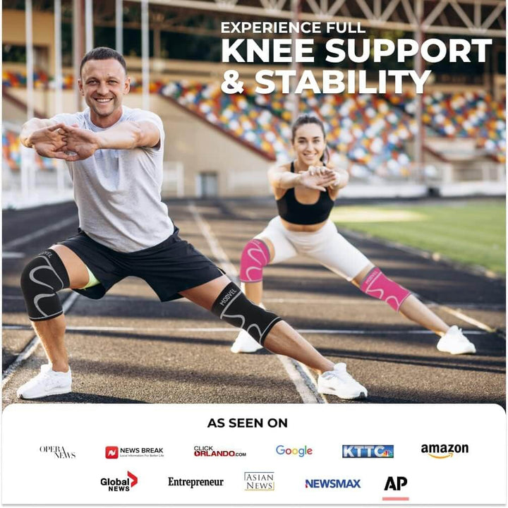 Modvel Knee Sleeve - Support & Pain Relief (Pair) for Men and Women | Ideal for Knee Stability, Workout, Sports, and Recovery