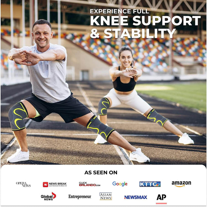 Modvel Knee Sleeve - Support & Pain Relief (Pair) for Men and Women | Ideal for Knee Stability, Workout, Sports, and Recovery