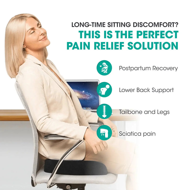 CloudBliss Seat Cushion for Office Chair,Car Seat,Lumbar and Back Support  Memory Foam Pillow, Coccyx Cushion for Tailbone ,Sciatica & Back Pain  Relief
