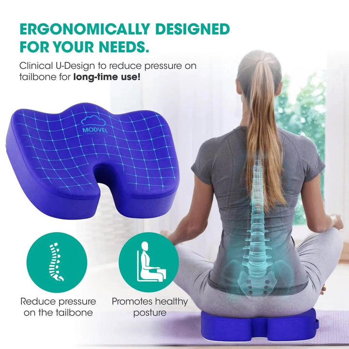 Premium Black Ergonomic Gel Seat Cushion and Ergonomic Lumbar Support Pillow with Dual-Density Gel /Memory Foam