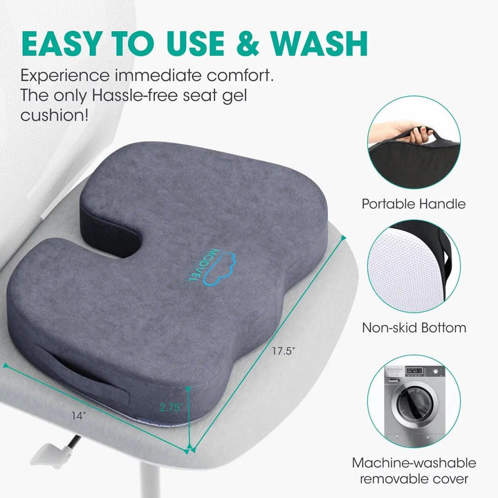 CloudBliss Gel Seat Cushion - Ergonomic Memory Foam Cushion for Office  Chair - Coccyx,Tailbone,Sciatica & Back Pain Relief - Desk Chair Cushion  for