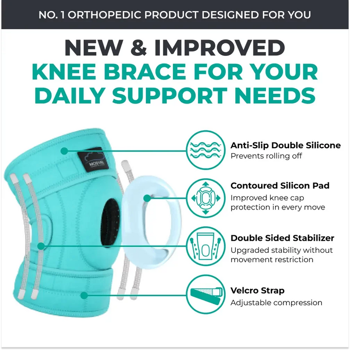Modvel Adjustable Knee Brace for Knee Pain Relief, Joint Stability, Recovery | Patella Gel | Side Support