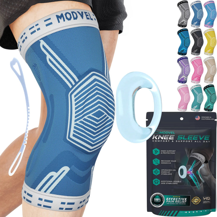 Modvel Knee Brace for Knee Pain Relief, Joint Stability and Recovery | Knee Sleeves with Patella Gel and Side Support