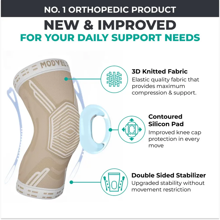 Modvel Knee Brace for Knee Pain Relief, Joint Stability and Recovery | Knee Sleeves with Patella Gel and Side Support