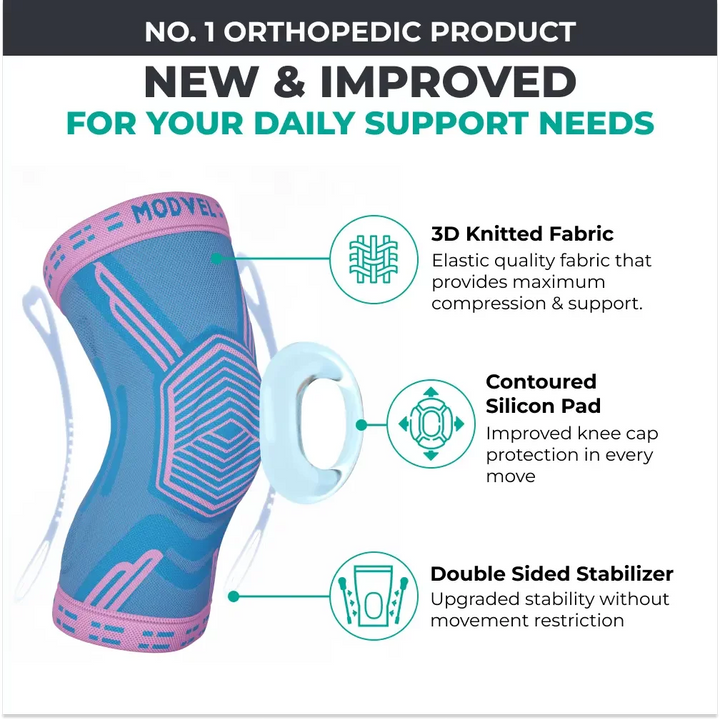 Modvel Knee Brace for Knee Pain Relief, Joint Stability and Recovery | Knee Sleeves with Patella Gel and Side Support